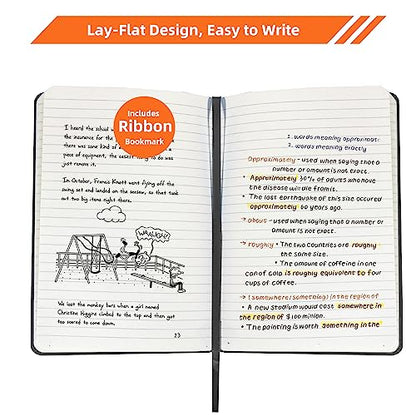 BOSSAND Lined Journal Notebook, A5 Journals for Writing, 200 Pages 100 GSM Thick Classic Ruled Paper, Hardcover, 8.25 inches x 5.75 inches, Black - color: Black - 1 Pack
