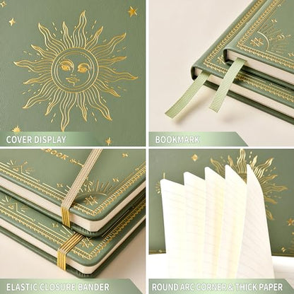Artfan Ruled Notebook/Journal – Premium Thick Paper Faux Leather Classic Writing Notebook with Pocket + Page Dividers Gifts, Banded, Large, 144 Pages, Hard Cover, Lined (5.8 x 8.4) - Green - color: GREEN13