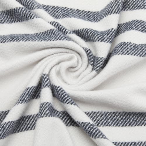 Amazon Basics Room Décor Throw Blanket, Lightweight and Cozy, Recycled Polyester, 50" x 60", Light Grey With Blue Stripes - color: Light Grey With Blue Stripes, style: Woven