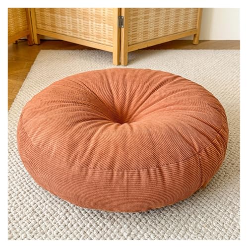 Round Meditation Floor Pillow with Thick Quilted Design for Yoga, Zen Corners Living Room Soft Corduroy Seat Cushion(Orange,50x50x13cm) - color: Orange, size: 50x50x13cm