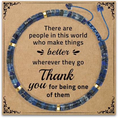Thank You Gifts for Women: Teacher Appreciation Office Gifts for Coworkers Employee Boss Lady Manager Colleague Natural Stone Bracelet - color: Blue-Better