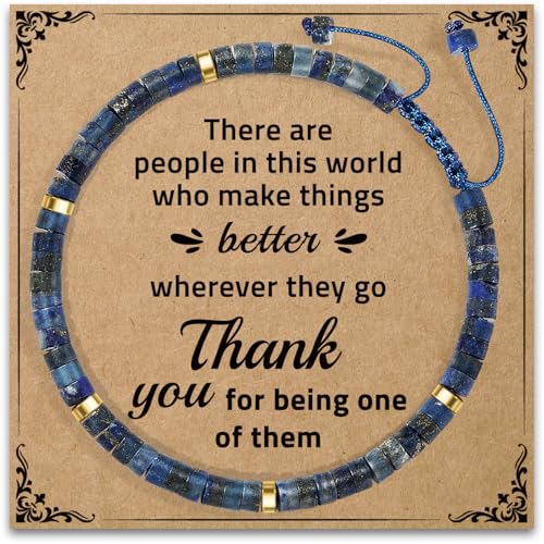 Thank You Gifts for Women: Teacher Appreciation Office Gifts for Coworkers Employee Boss Lady Manager Colleague Natural Stone Bracelet - color: Blue-Better