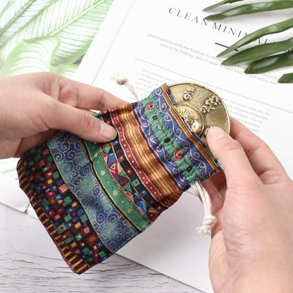 Tibetan Tingsha Cymbals Drawstring Meditation Chime Bells 6.5CM/ 2.6 Inch Chime Bells for Stress Relief, Meditation