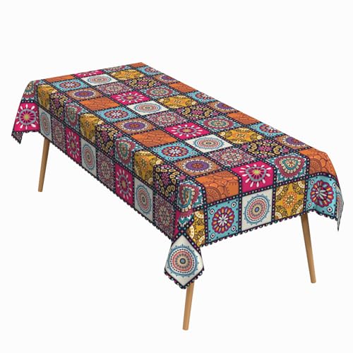 70x140 Inch Boho Mandala Rectangle Tablecloth Navajo Indian Ethnic Style Colorful Geometric Table Cloth Washable Durable Table Cover Kitchen Home Banquet Buffet Party Picnic Wedding Decor