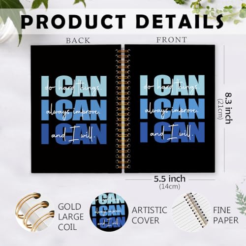 I Can Do Hard Things Inspirational Spiral Notebook, Blue and Black Journaling Notebooks, Affirmation Spiral Journal for Girls Women Men, Positive Office School Supplies Gifts, 5.5x8.3 In - color: i can