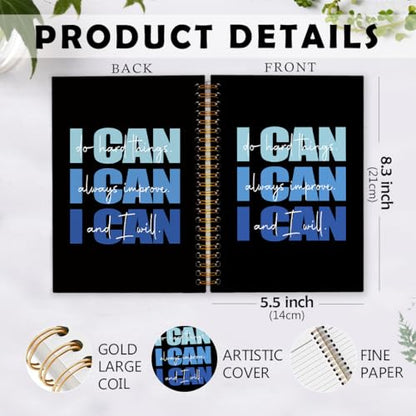 I Can Do Hard Things Inspirational Spiral Notebook, Blue and Black Journaling Notebooks, Affirmation Spiral Journal for Girls Women Men, Positive Office School Supplies Gifts, 5.5x8.3 In - color: i can