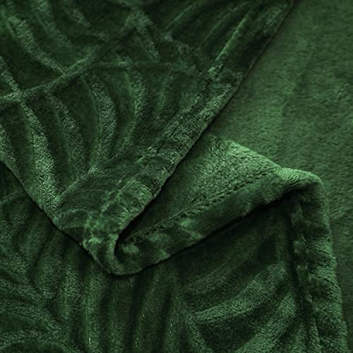 Super Soft Flannel Fleece Throw Blanket, Lightweight Cozy Warm Leaves Textured Plush Blanket for Bed Couch Sofa, 50 x 60 Inches, Olive Green - color: Olive Green, size: 50x60 IN