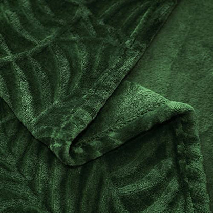 Super Soft Flannel Fleece Throw Blanket, Lightweight Cozy Warm Leaves Textured Plush Blanket for Bed Couch Sofa, 50 x 60 Inches, Olive Green - color: Olive Green, size: 50x60 IN