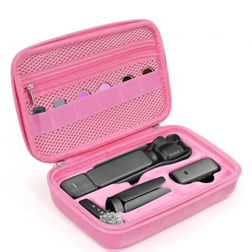 Case for DJI OSMO Pocket 3 Camcorder Combo, Hard Storage EVA Bag with 1 Adjustable Strap & 2 Screen Protector & 1 Mini Tripod for Pocket 3,Portable Waterproof Carry Case Accessory for Travel,Pink - color: Pink