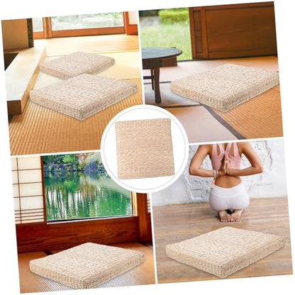 Alipis 1pc Boho Straw Mat for Yoga Meditation Decor Comfortable Seating Ground Pad