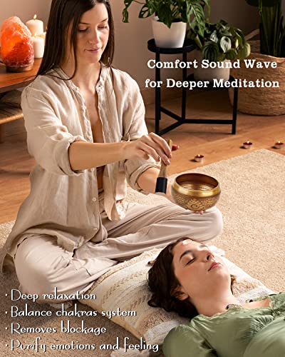 Tibetan Singing Bowls, Authentic Meditation Sound Bowls Handcrafted in Nepal for Yoga, Chakra Healing, Mindfulness, Self Care Spiritual Gifts for Women - color: 6" Black-Buddha