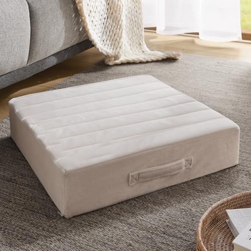 Codi Floor Cushions for Adults, Large Meditation Pillows with Thick Foam and Soft Tufted Covers, Washable Square Seating for Couch and Yoga Sitting, 22×22×5 Inch Ivory - color: Ivory, size: 22 Inch (Pack of 1)