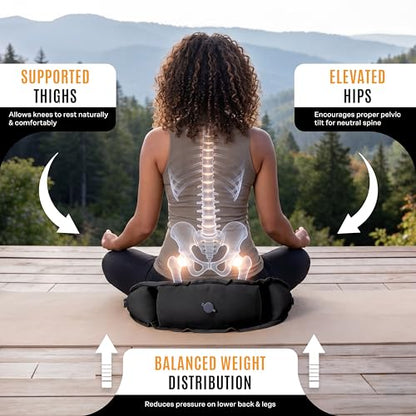 Air Meditator Inflatable Meditation Cushion and Travel Pillow – Meditate on Air in Total Comfort with Adjustable Three-Chamber Design for Enhanced Posture and Portability