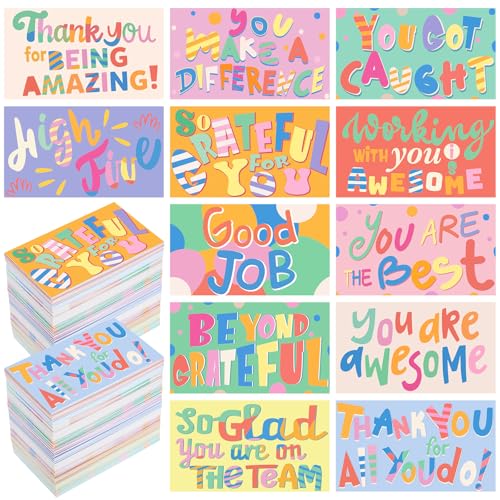 Yeaqee 240 Pcs Employee Appreciation Kudos Cards Funny Blank Back Motivational Card Encouragement Thank You Note Recognition Card for Teacher College Affirmation Gift(Colorful) - style: Colorful