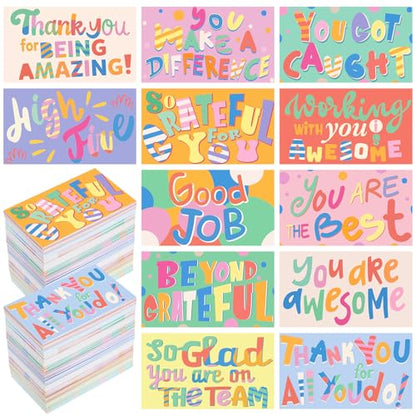 Yeaqee 240 Pcs Employee Appreciation Kudos Cards Funny Blank Back Motivational Card Encouragement Thank You Note Recognition Card for Teacher College Affirmation Gift(Colorful) - style: Colorful