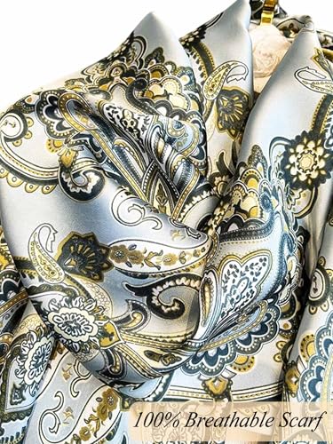Large Shawl Scarf For Women Lightweight Wraps Silky Headscarf Long Sunscreen Scarfs - color: T22 Turquoise Cashews / 70"x 35"