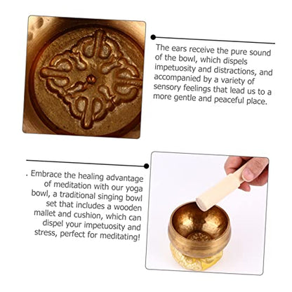 UPKOCH Handmade Tibetan Singing Bowl Set for Meditation Yoga Sound Healing – Includes Cushion and Mallet for Mindfulness and Spiritual Practice