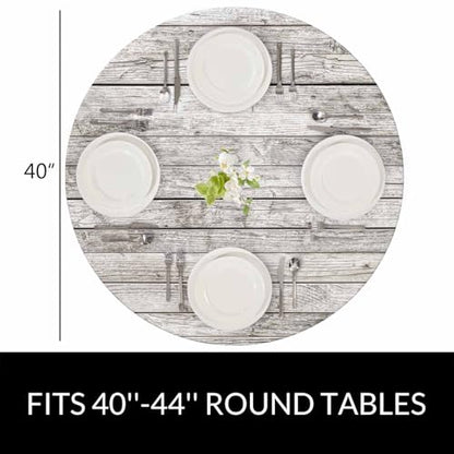 Planks Round Table Cloth Old Wooden Fence Elastic Edged Table Cover Fade and Stain Resistant Table Cloths Easy to Clean Fits Tables 40-44" Diameter - color: Planks