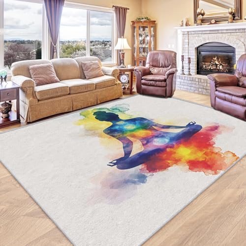 Seven Chakra Rugs for Bedroom 6x8 - Yoga Meditation Carpet for Living Room, Spiritual Washable Area Rug & Home Decor, Soft Low Pile Non Slip Indoor Floor Mat - color: White/Multi, size: 6' x 8' (Rectangular)