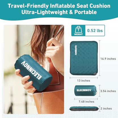 Inflatable Seat Cushion, Self Inflating Memory Foam Stadium Seat Cushion Lightweight Camping Chair Pad Airplane Cushion for Long Flights Outdoor Travel Bleacher Office Car Backpacking (Blue) - color: Blue-1pack