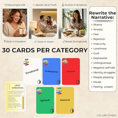 Bible Verse Cards – 150 Christian Affirmation Cards with Scripture Reflections to Renew the Mind & Overcome Challenges | Devotional Cards for Prayer, Personal Growth & Groups | Grace Affirmations - color: Yellow