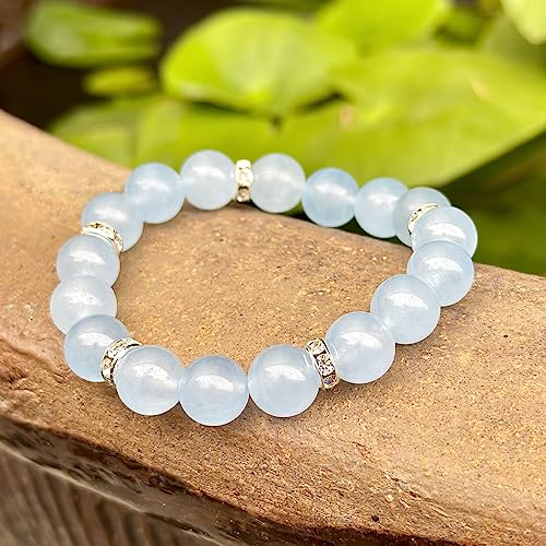 Healing Bracelet For Women Anxiety Crystal Bracelet Chakra Beaded Bracelets Rose Quartz Crystals And Healing Stones Yoga Bead Bracelet Calming Stretch Bracelet Stress Relief Gifts For Women - color: Blue-Chalcedony