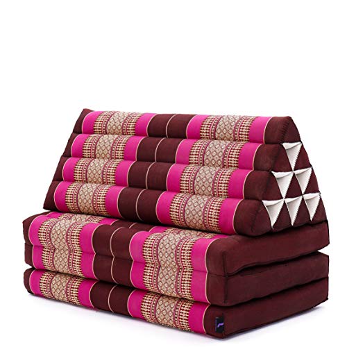 Leewadee 3-Fold Mat XXL with Triangle Cushion – Firm TV Pillow, Foldable Mattress with Cushion Made of Kapok, 67 x 31 inches, Auburn Pink - color: Sf29 - Auburn, Pink, size: 3 seating segments XL
