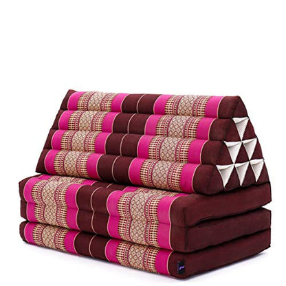 Leewadee 3-Fold Mat XXL with Triangle Cushion – Firm TV Pillow, Foldable Mattress with Cushion Made of Kapok, 67 x 31 inches, Auburn Pink - color: Sf29 - Auburn, Pink, size: 3 seating segments XL