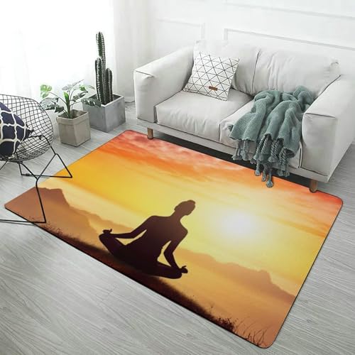 Yoga Meditation Area Rug Modern Room Stain Resistant Floor Carpet 40x60 in, Non Slip Non-Shedding Low Pile Floor Cover Mat for Living Room, Dining Room Machine Wash