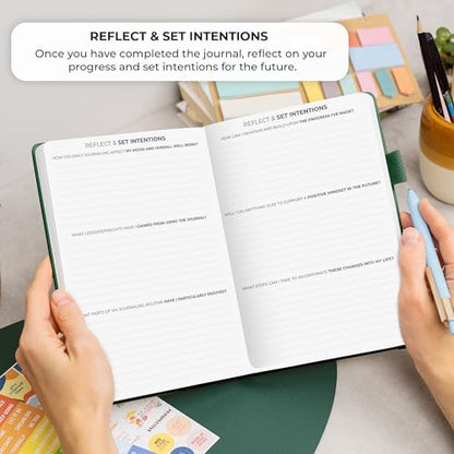 Clever Fox Four-Minute Journal – Daily Positivity Journal with Prompts – Motivational Affirmation, Mental Health & Habit Tracker (Forest Green) - color: Forest Green