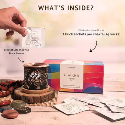 7 Chakra Incense Brick Gift Set by Aromafume | 14 Bricks & Tree of Life Exotic Burner | Smokeless Incense Set for Chakra Balance | Yoga & Meditation Gifts | Incense Kit for Plexus, Root & More - color: Starter Kit W/ Tree of Life