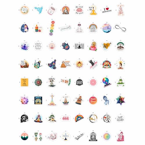 100Pcs Meditation Stickers for Water Bottle and Laptop - Gift for Meditation Lovers - Zen, Chakra Stickers - Gift for Women & Men