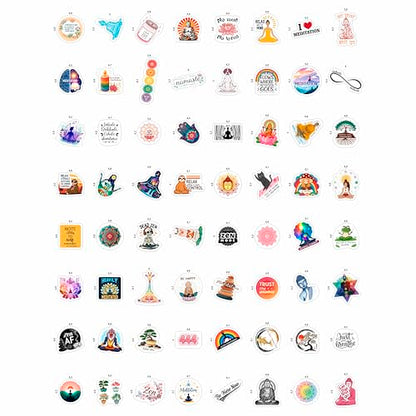 100Pcs Meditation Stickers for Water Bottle and Laptop - Gift for Meditation Lovers - Zen, Chakra Stickers - Gift for Women & Men