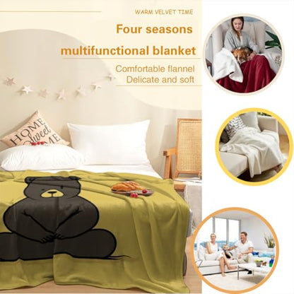 Cute Bear Meditating Yoga Blanket - Warm & Lightweight Flannel, Ideal for All Seasons - Perfect for Kids’ & Adults’ Beds, Sofas, & Couches - size: 60x50 Inch