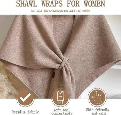 Shawl Wraps for Women, 2026 Pashmina Wraps for Women, Cashmere Wrap Knitted Shawls Shoulder Top Sweater Shawl Scarf (khaki)