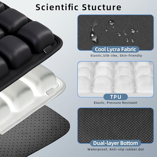 Inflatable Travel Seat Cushion, Built-in Air Pump Car Airplane Chair Cushion for Long Flight Driving Sitting, Office Chair Wheelchair, Pressure Sore Relief, for Sciatica,Coccyx & Buttock Bed Sore SC01