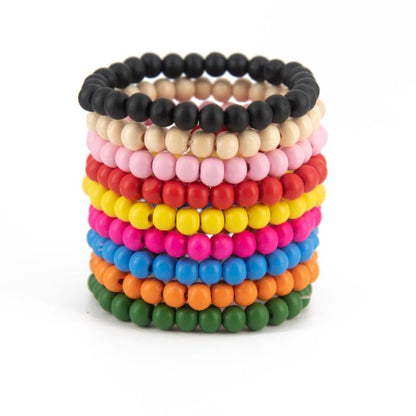 9 PCS Set, Colorful Wooden Bead Bracelets, Handcrafted,Cuff Wrap Bangles Meaningful Gift