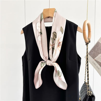 100% Pure Mulberry Silk Scarf 35" Large Square Lightweight Headscarf –Women’s Hair Wraps-With Gift Packed - color: Camellia-pale Pink