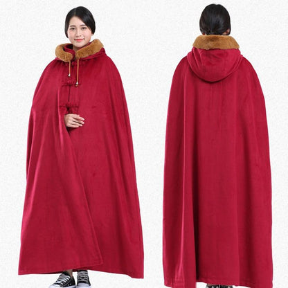 Winter Meditation Cape, Meditation Clothes Zen Cape Suitable for Both Men and Women Double-Layer Plush Thickened Fur - color: Dark Brown, size: Small