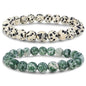 Bivei Natural Gemstone Semi Precious Healing Crystals Handmade Stretchy Round Beads Bracelet,Stocking Stuffers for Women Enhance Positive Energy - color: 8mm Dalmatian Jasper & Green Jasper (Inner Strength), size: Small: 6.5-6.7 inch