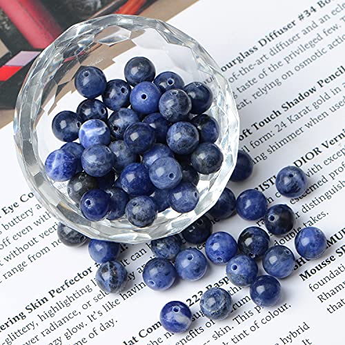 AD Beads 8mm Natural Round Loose Beads 110 Pieces, for Making 108 Mala Prayer Beads Necklace, Bracelet & Yoga Meditation, Jewelry Design (Blue Sodalite) - color: Blue Sodalite, size: 8mm-110pcs