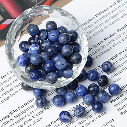 AD Beads 8mm Natural Round Loose Beads 110 Pieces, for Making 108 Mala Prayer Beads Necklace, Bracelet & Yoga Meditation, Jewelry Design (Blue Sodalite) - color: Blue Sodalite, size: 8mm-110pcs