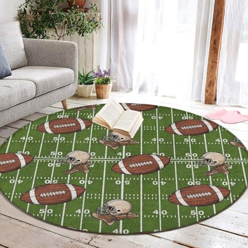 Contemporary Memory Foam Circle Rug for Living Room Poolside, Fast Dry American Football Field and Ball Yoga Round Mat Home Decor, 60 Inch Diameter - color: Pattern 404, size: diameter-60 inch