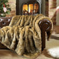 BATTILO HOME Golden Faux Fur Throw Blanket for Couch Sofa, Long Pile Fur Blankets and Throws, Elegant, Fluffy Thick Warm Heavyweight Fur Blanket Reversible to Plush Velvet, 50"x60" - color: Ochre, size: 50"x60"