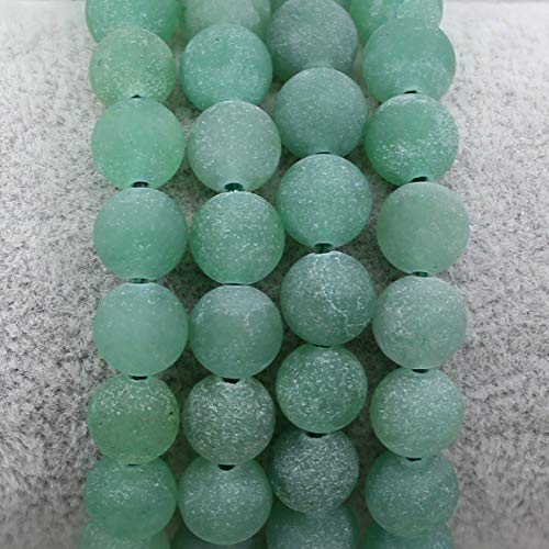 Amandastone Natural Gemstone 8mm Round Beads Stretch Bracelet 7 Inch - color: Matt Green Aventurine