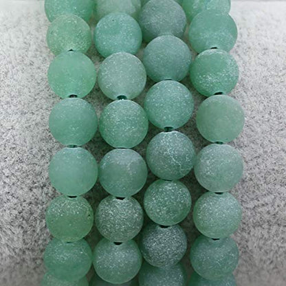 Amandastone Natural Gemstone 8mm Round Beads Stretch Bracelet 7 Inch - color: Matt Green Aventurine