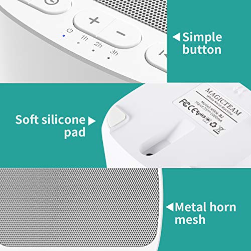 Magicteam Sleep Sound White Noise Machine with 40 Natural Soothing Sounds and Memory Function 32 Levels of Volume Powered by AC or USB and Sleep Timer Sound Therapy for Baby Kids Adults (B-White) - color: B-white