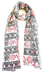 OMA Large Om Scarf Wrap Hand Block Printed Shawl For Yoga Meditation BRAND - color: White