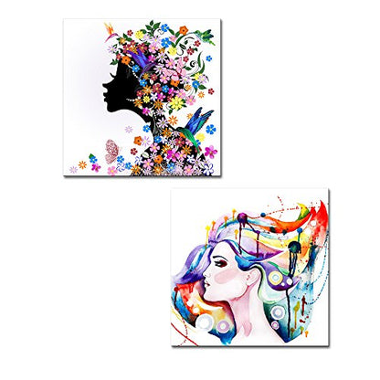 Canvas Wall Art - Spa Stones in Garden with Flow Water | Modern Home Art 2 Panel Canvas Prints Giclee Printing & Ready to Hang - 16"x16" x 2 Panels (12" x 12" x 2 Panels, Beautiful Young Woman) - color: Beautiful Young Woman, size: 12" x 12" x 2 panels