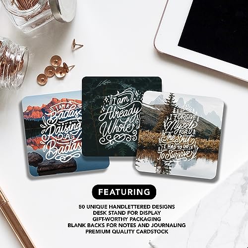 Badass Sweary Affirmation Cards for Women | 50 Positive Affirmations Cards Deck w/Desk Stand | Designed in USA | Daily Affirmation Cards | Women Empowerment Gifts